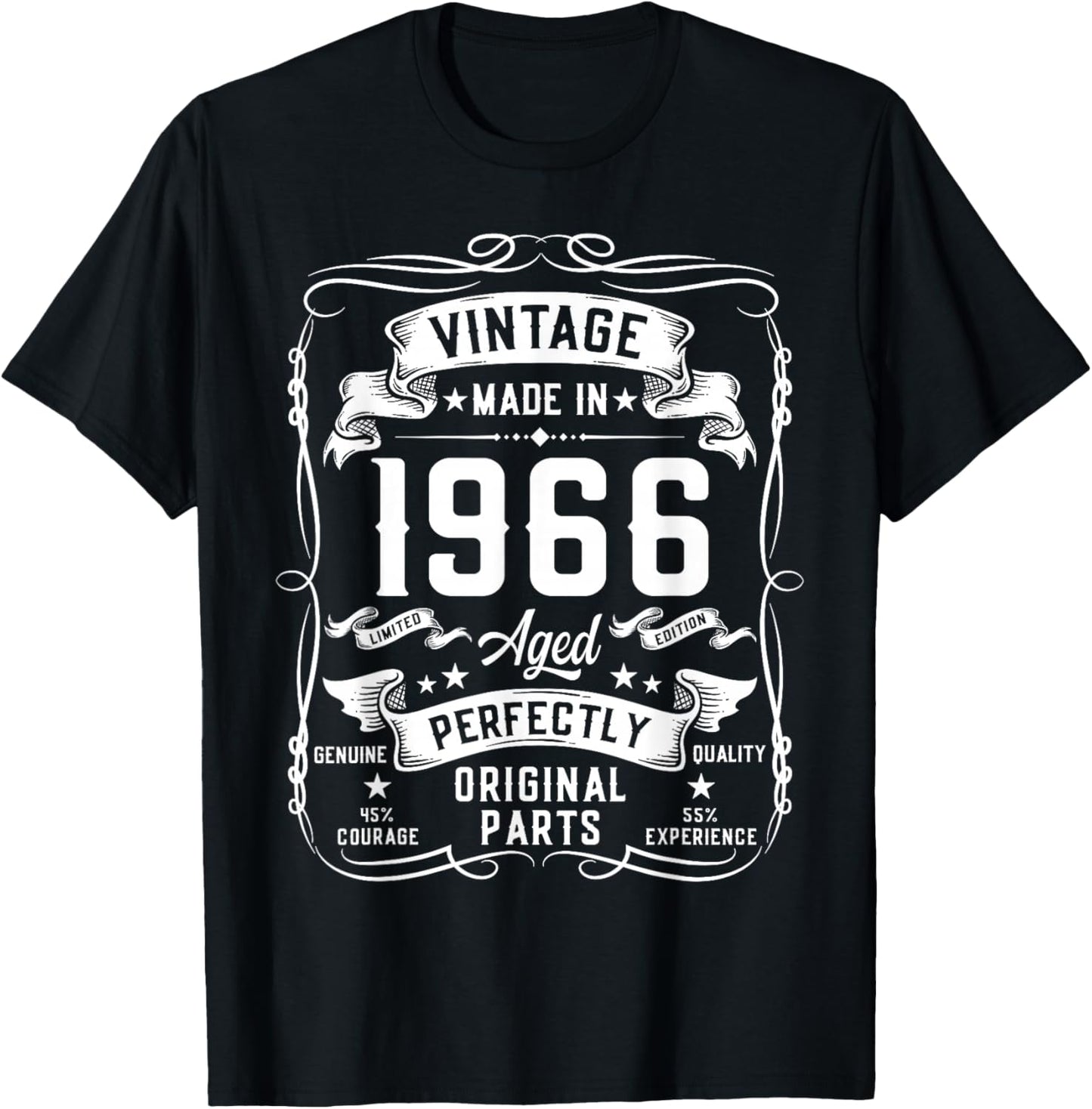 Vintage 1966 60yr 60th Birthday Gifts 60 Years Old T-Shirt - T-Shirt | Black