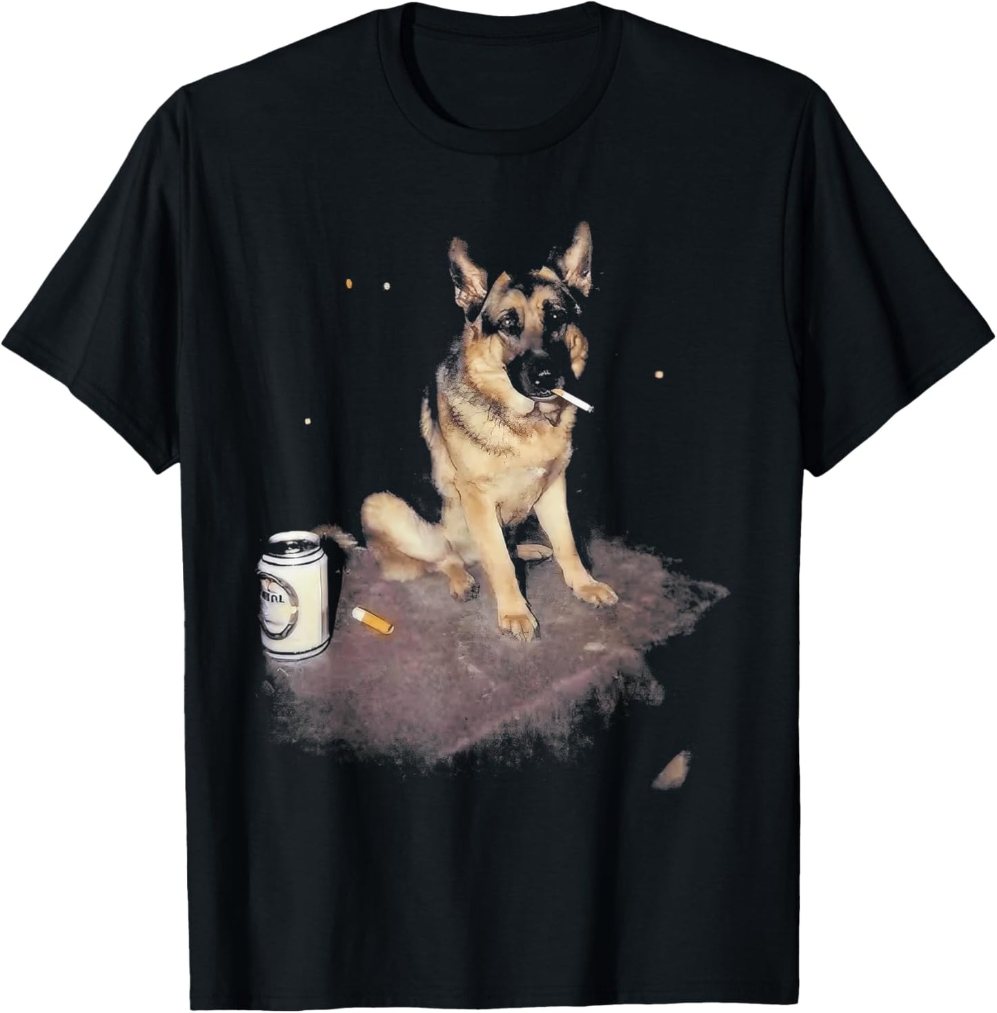 German Shepherd Smoking Meme Funny Smoking Dog Cigarette T-Shirt - T-Shirt | Black
