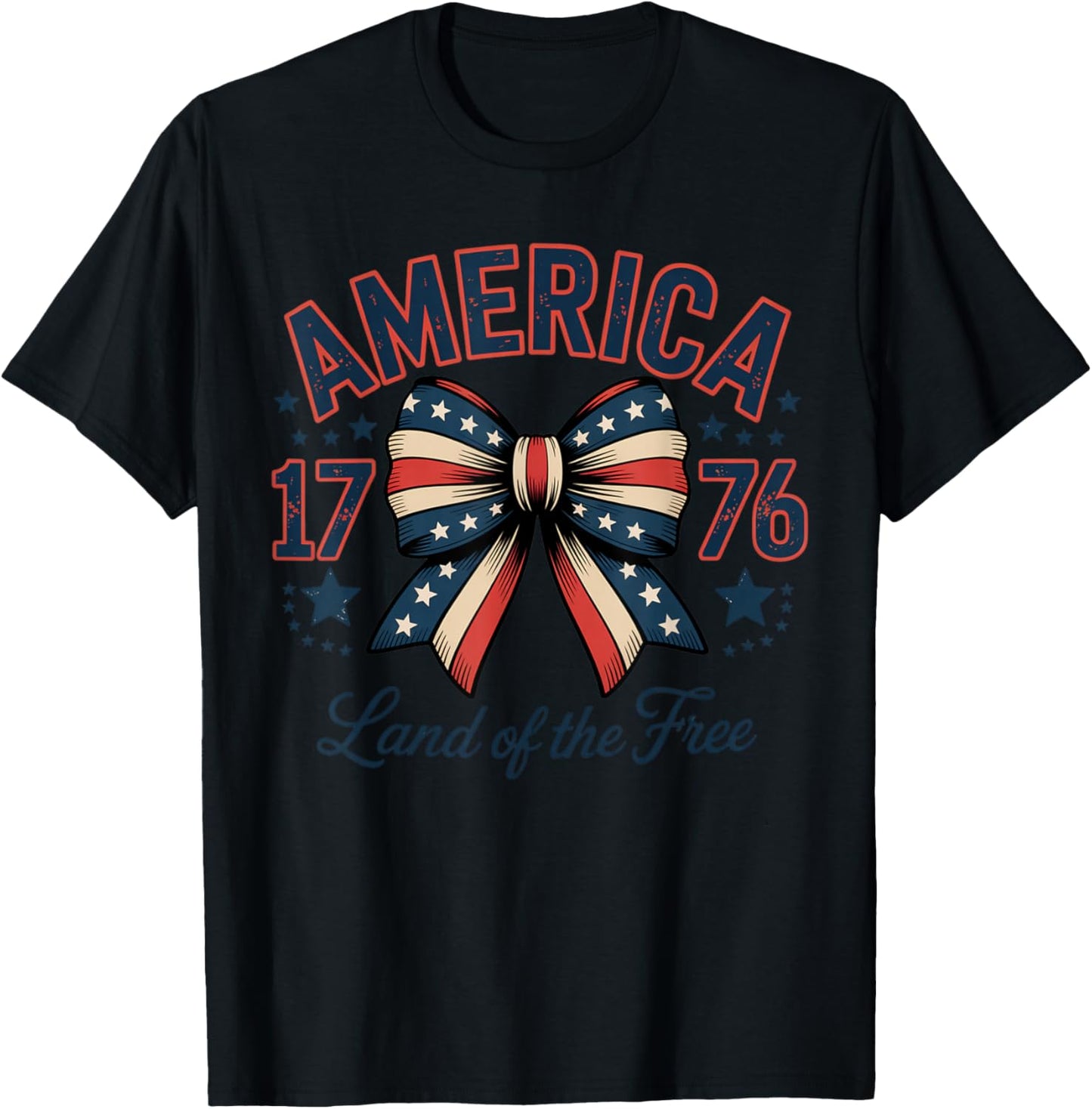1776 America Bow Patriotic T-Shirt - T-Shirt | Black