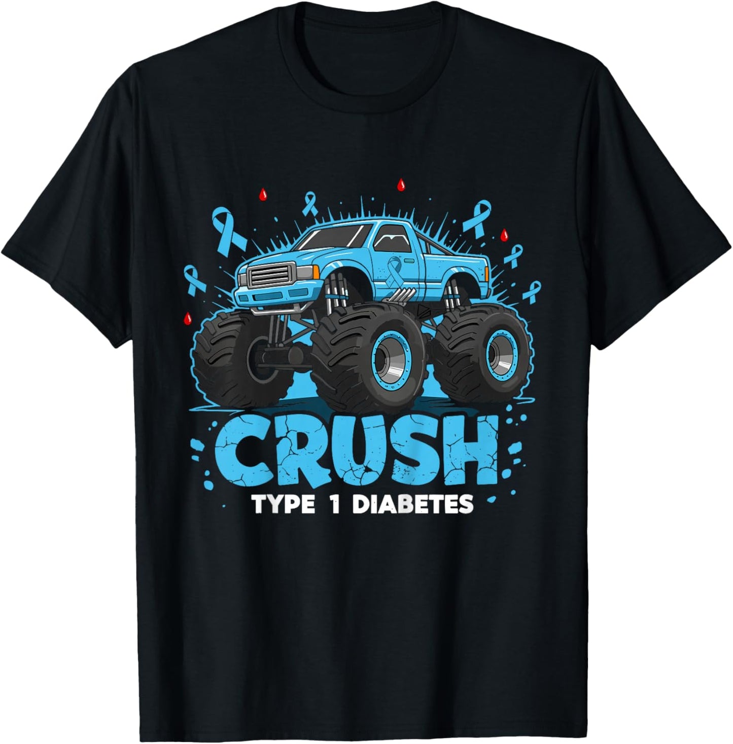 Kids Crush Type 1 Diabetes Awareness Truck T1D Toddler Boys T-Shirt - T-Shirt | Black
