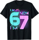 Blue and Pink I was 6 Now I'm 7 Birthday Boys Girls Bday T-Shirt - T-Shirt | Black