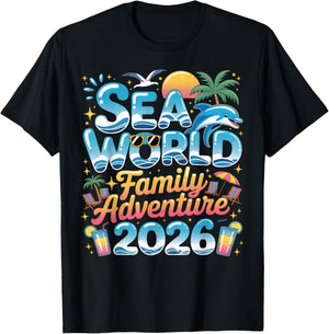 Sea World Family Adventure 2026 Tropical Vacation Trip T-Shirt - T-Shirt | Black