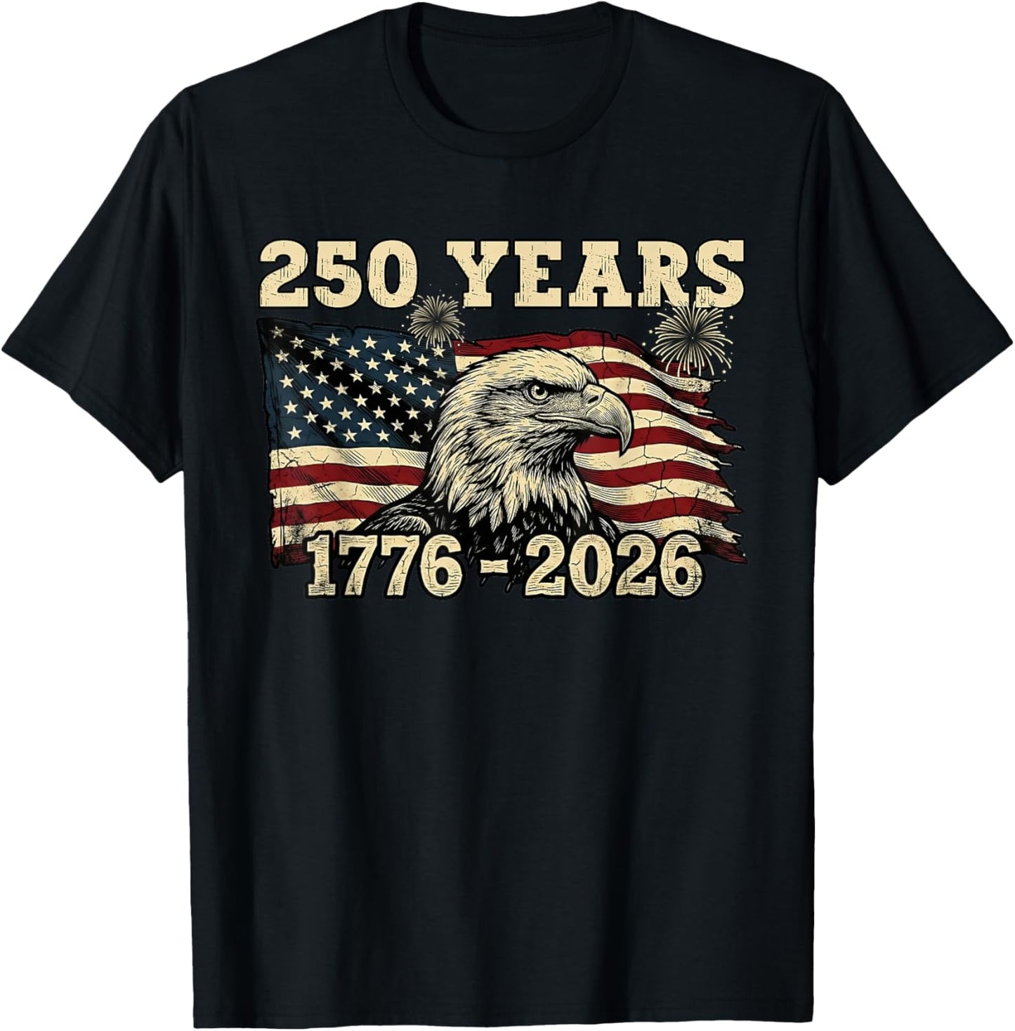 Patriotic Eagle Flag 250 Years 1776-2026 250th Birthday USA T-Shirt - T-Shirt | Black