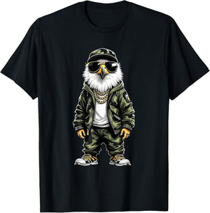 Camo Eagle Hip-Hop Streetwear-Urban Camouflage Eagle T-Shirt - T-Shirt | Black