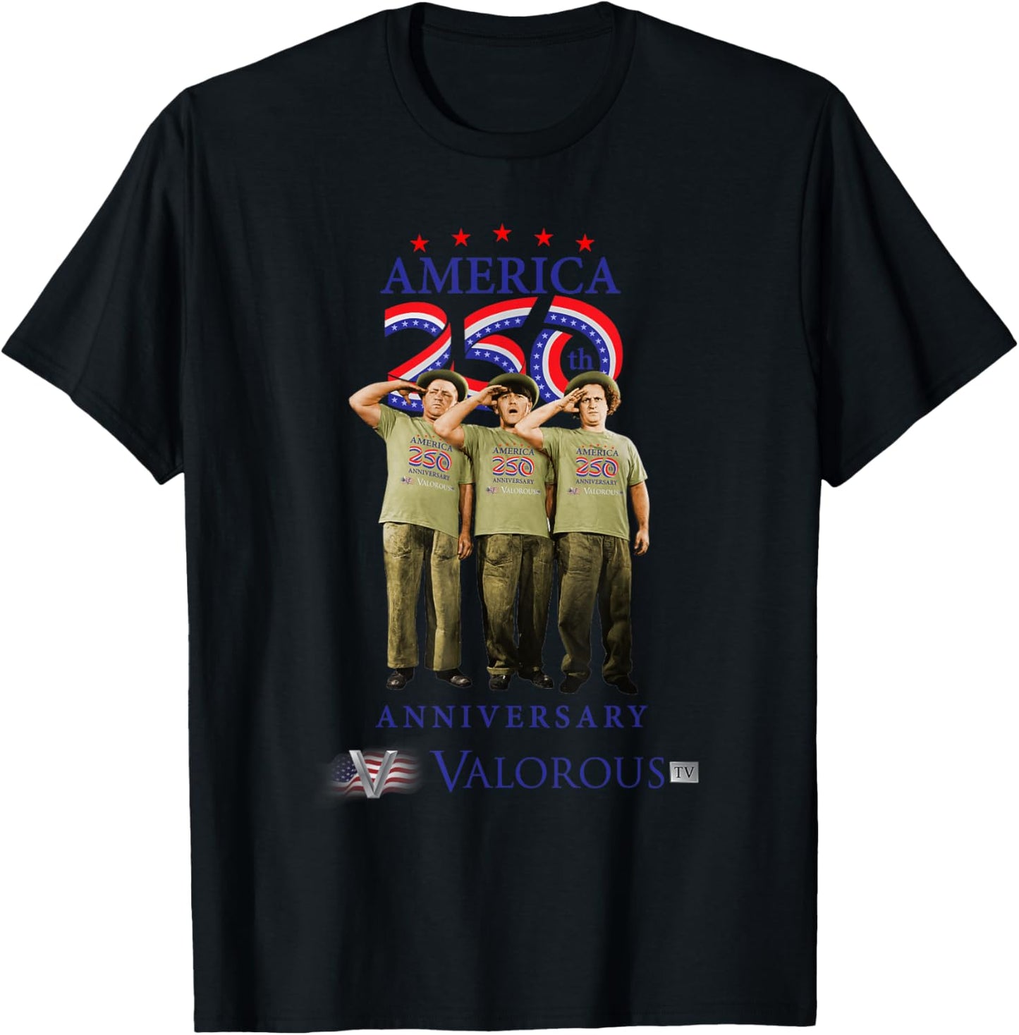 Three Stooges America 250 T-Shirt - T-Shirt | Black