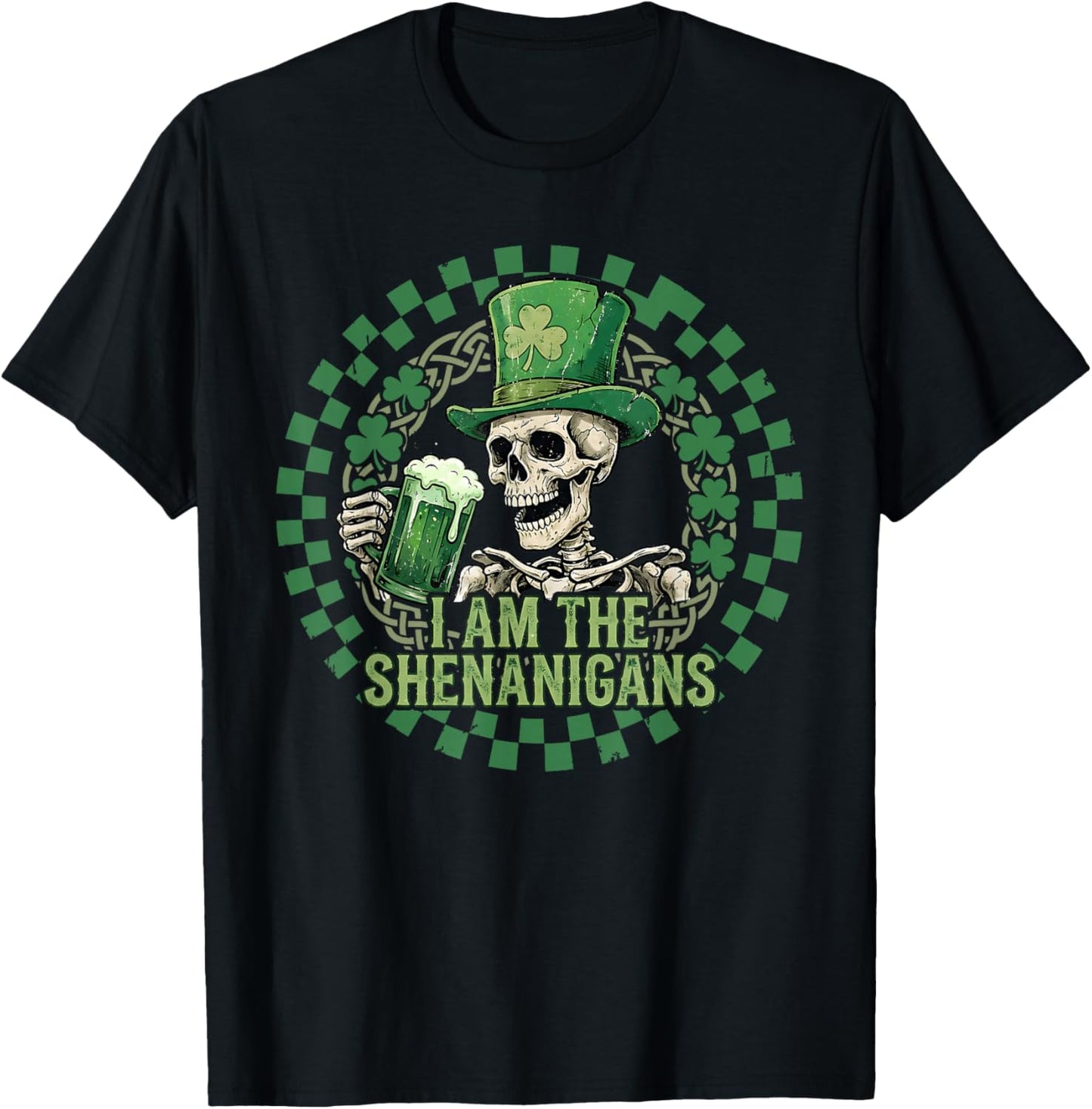 St. Patrick's Day Skull Skeleton Leprechaun Saint Paddy's T-Shirt - T-Shirt | Black