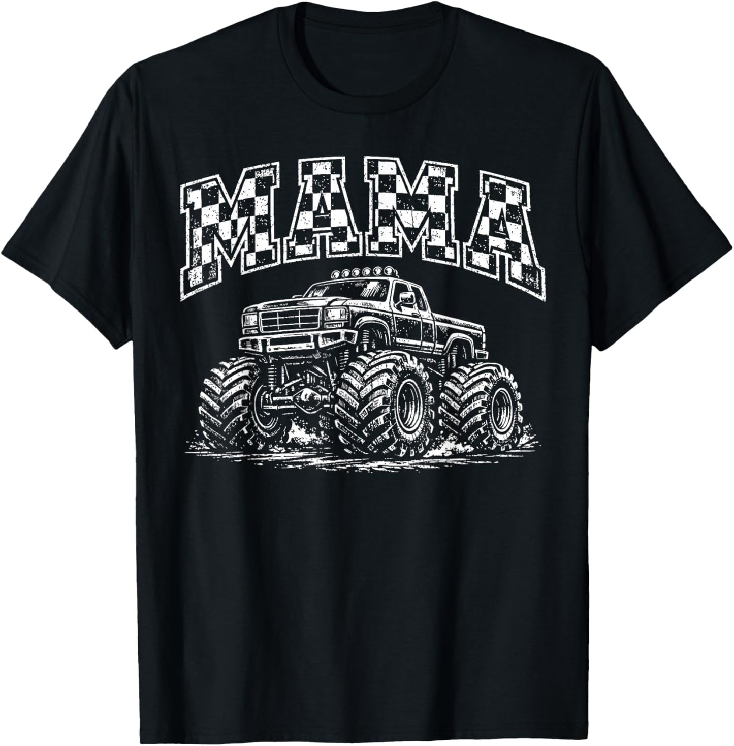 Mama Retro Monster Truck Family Crew Birthday Matching T-Shirt - T-Shirt | Black