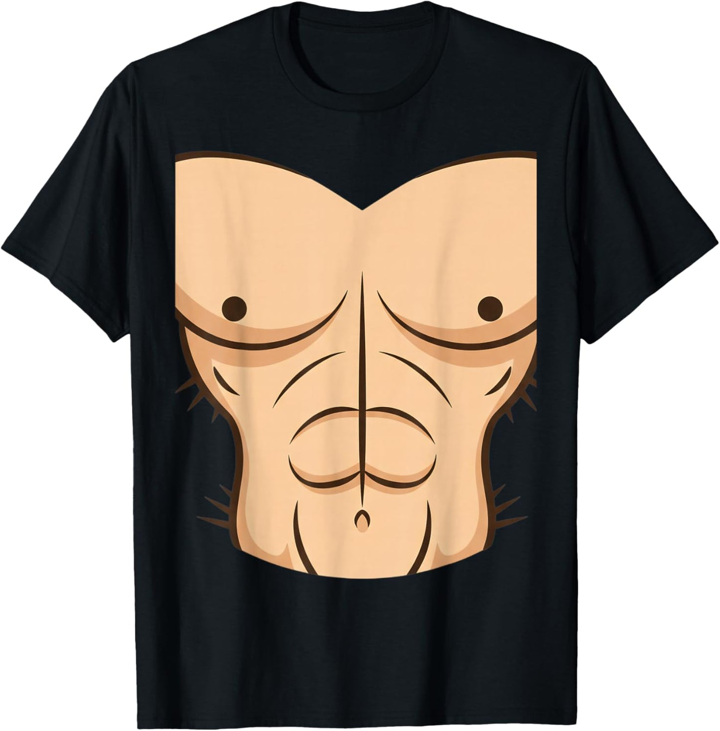 Halloween Muscle Torso Funny Bare Chest Design, Fake Abs T-Shirt - T-Shirt | Black