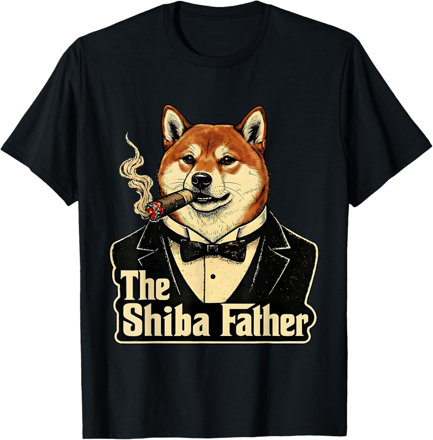 The Shiba Inu Father Funny Mafia Style Dog Dad Humor Lover T-Shirt - T-Shirt | Black