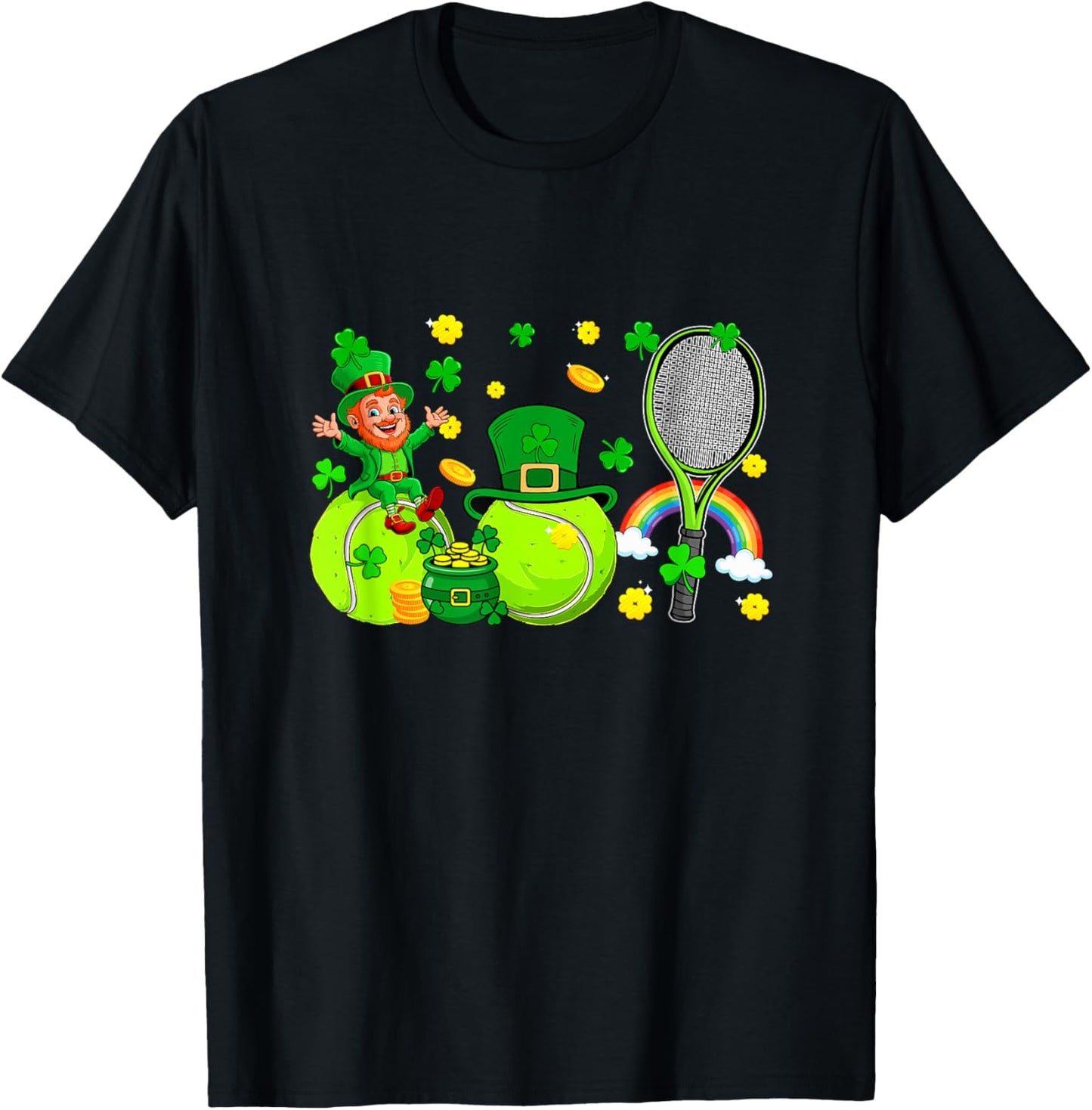 Tennis Equipment Player Team St. Patrick's Day Family Kids T-Shirt - T-Shirt | Black