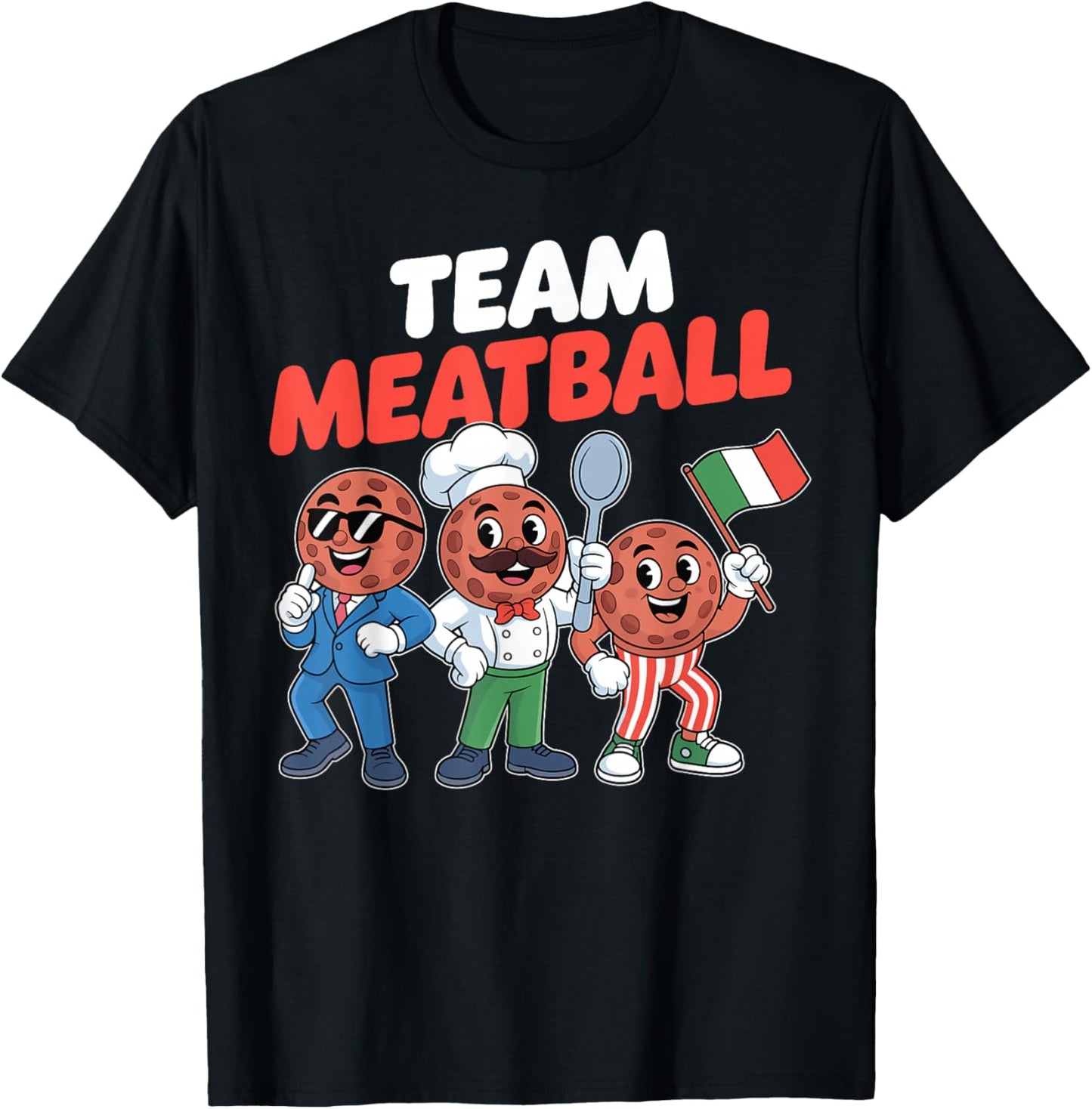 Team Meatball Funny Italian Food Italian Pride Pasta Lover T-Shirt - T-Shirt | Black