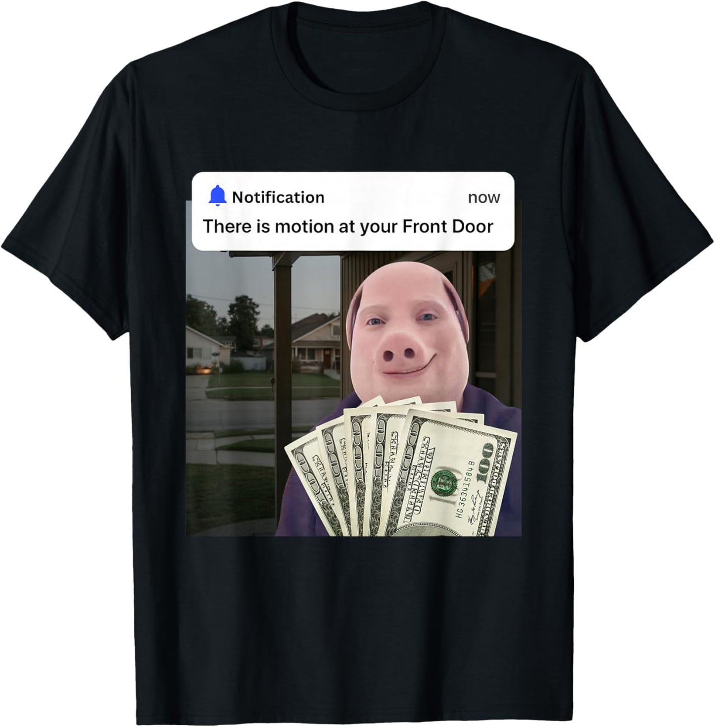 John Pork There is Motion at Your Front Door Brainrot Memes T-Shirt - T-Shirt | Black