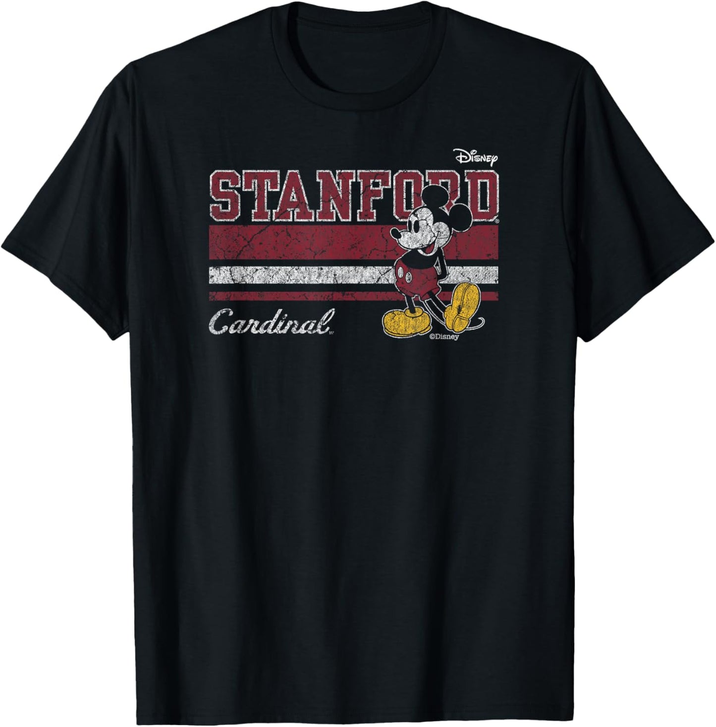 Stanford Cardinal Mickey Mouse Vintage Black T-Shirt - T-Shirt | Black