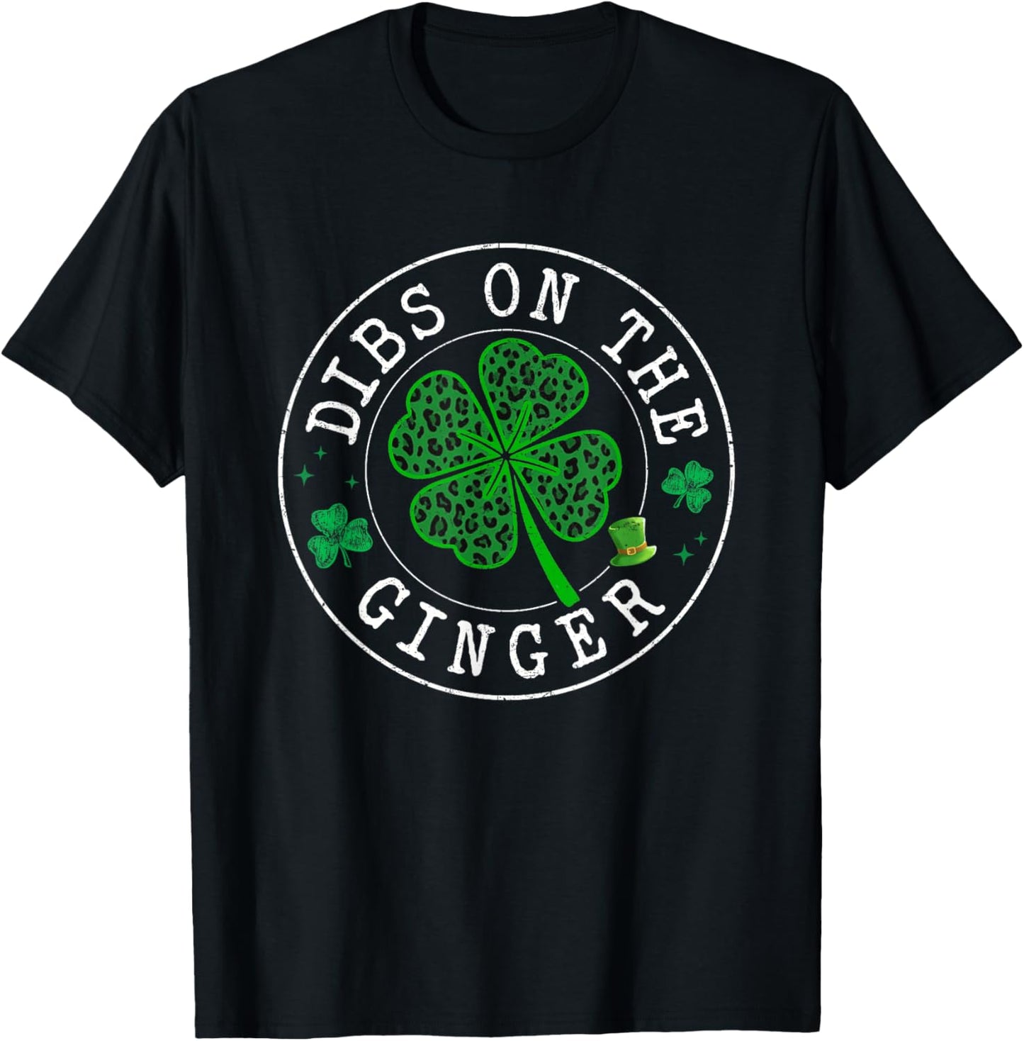 St Patrick Day Dibs On The Ginger Leopard Saint Pattys Girls T-Shirt - T-Shirt | Black