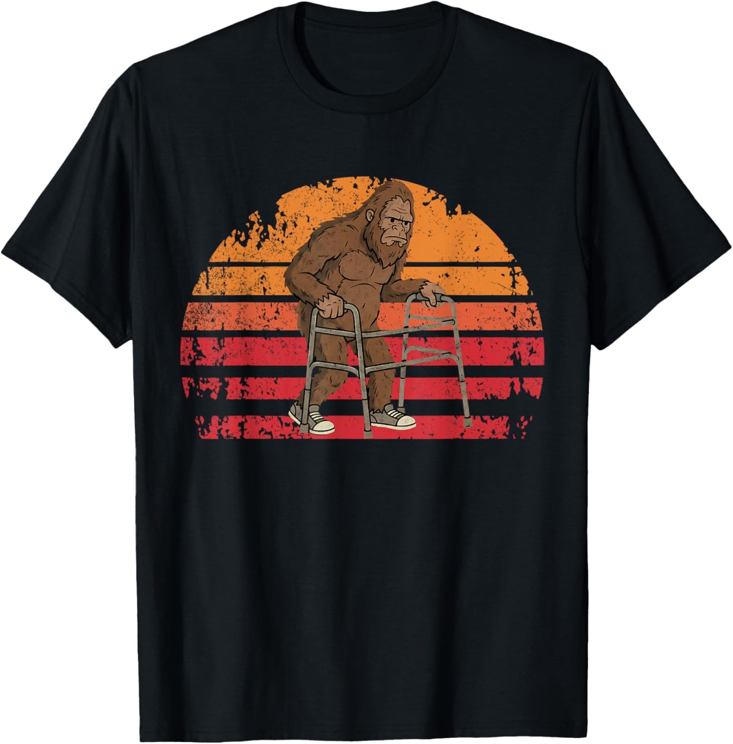 Funny Old Bigfoot Sasquatch Retro Vintage Graphic T-Shirt - T-Shirt | Black