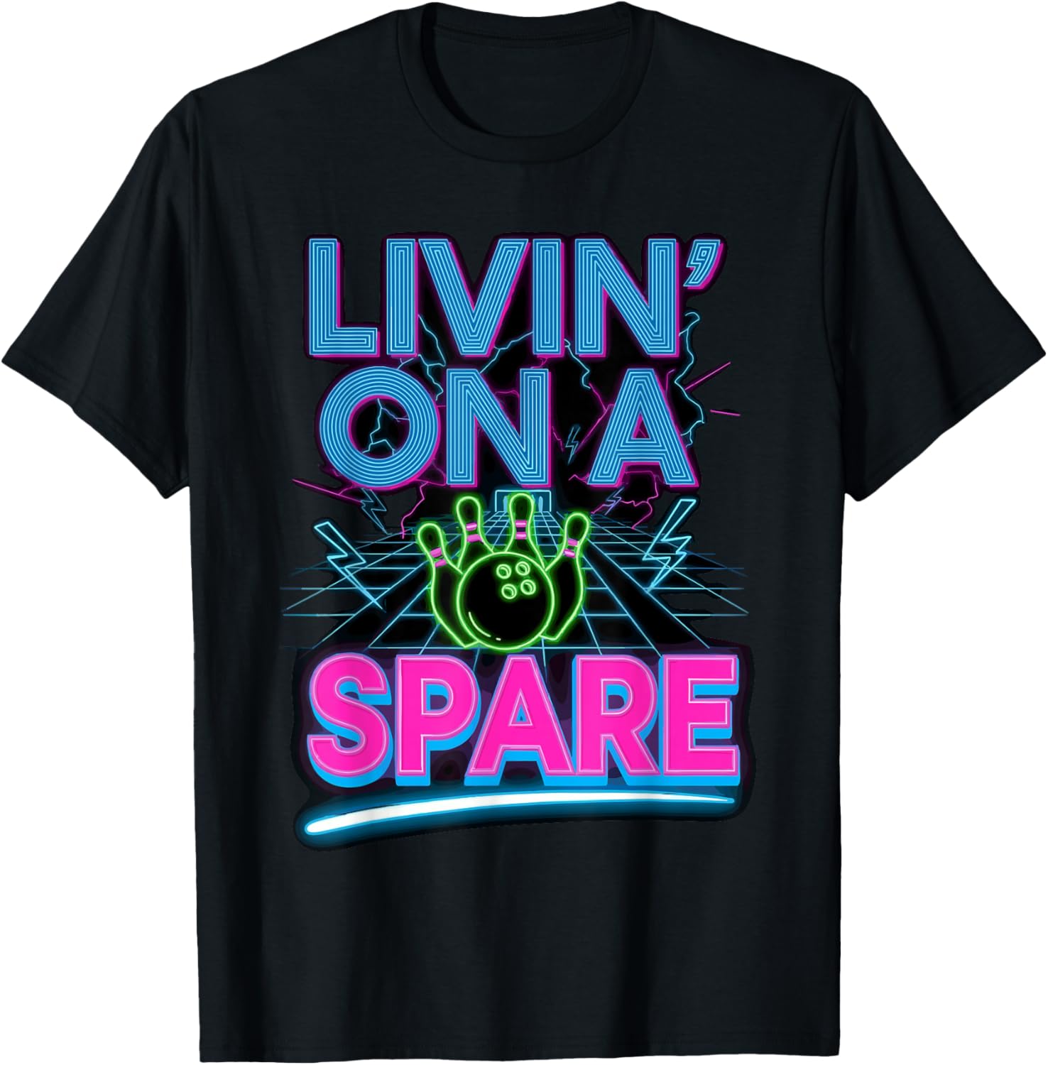 Vintage Bowling Shirts Bowler, Livin' On A Spare T-Shirt - T-Shirt | Black
