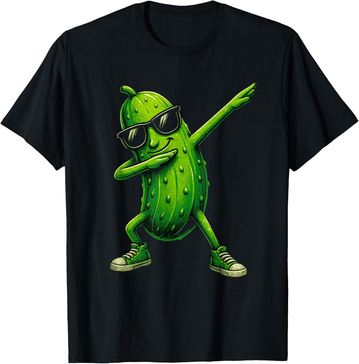 Pickle Dabbing Funny Sunglass Cucumber Boys Girls T-Shirt - T-Shirt | Black