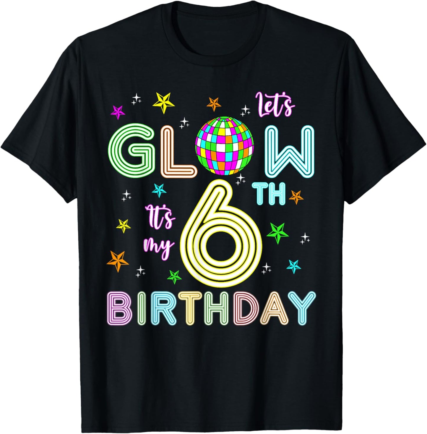 It's My 6th Birthday Glowing 80s 6 Year Old T-Shirt - T-Shirt | Black