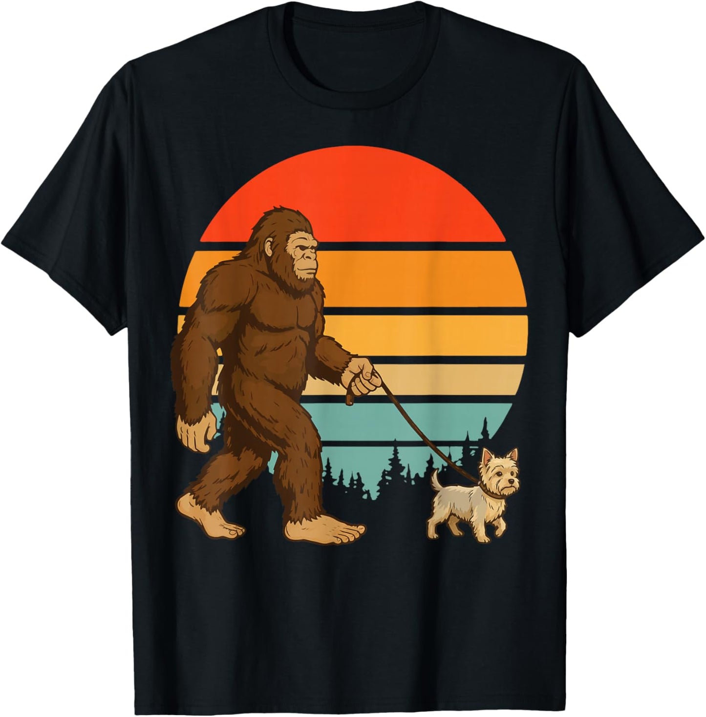 Bigfoot Yorkshire Terrier Retro Yorkie T-Shirt - T-Shirt | Black