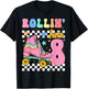 Rollin' Into 8 Years Old Roller Skating Girl 8th Birthday T-Shirt - T-Shirt | Black