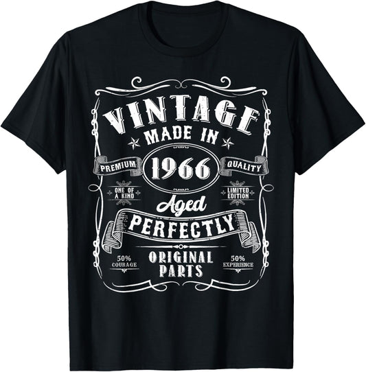Vintage 60th Birthday Decorations Men Funny 1966 60 Birthday T-Shirt - T-Shirt | Black