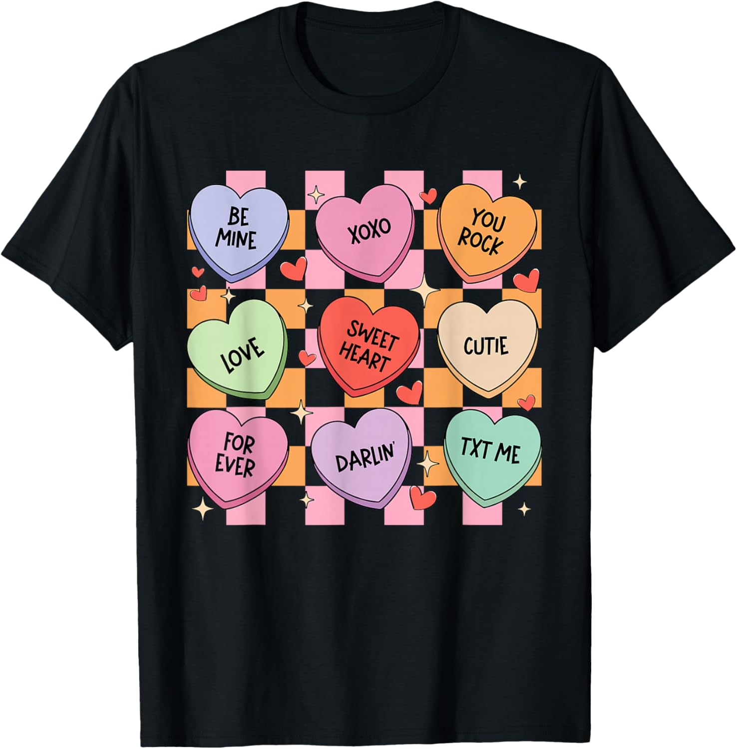 Valentines Hearts Candy Be Mine Valentine Men Women Kids T-Shirt - T-Shirt | Black