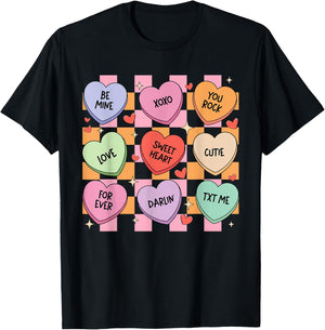 Valentines Hearts Candy Be Mine Valentine Men Women Kids T-Shirt - T-Shirt | Black