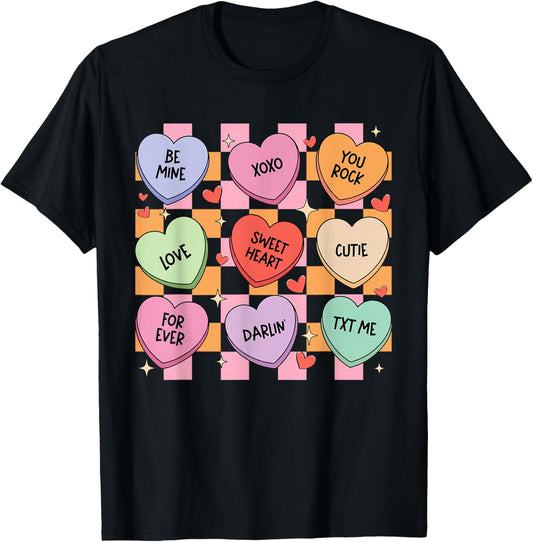 Valentines Hearts Candy Be Mine Valentine Men Women Kids T-Shirt - T-Shirt | Black