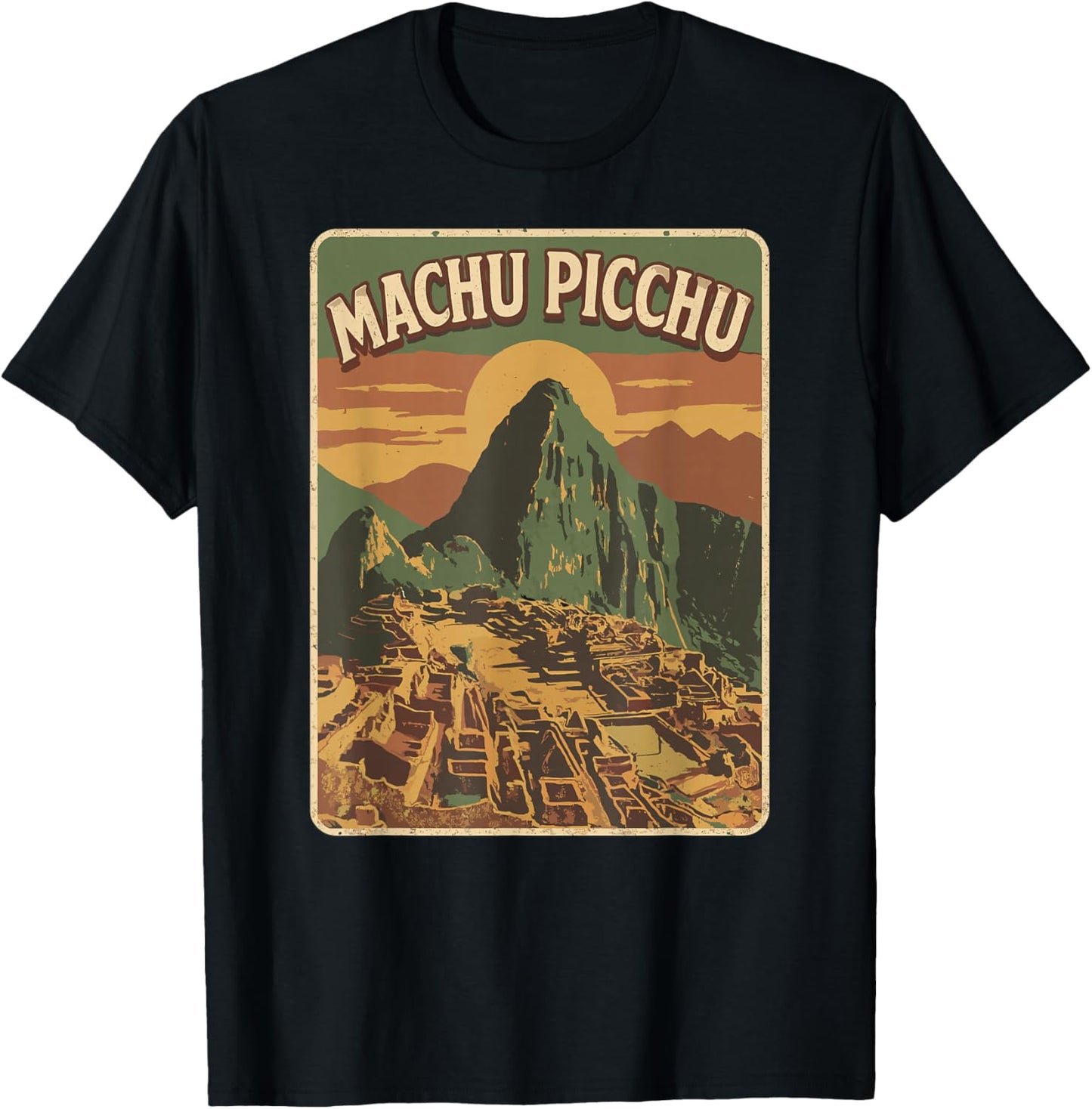 Machu Picchu, Historic Sanctuary, Ancient Ruins and Sunset T-Shirt - T-Shirt | Black