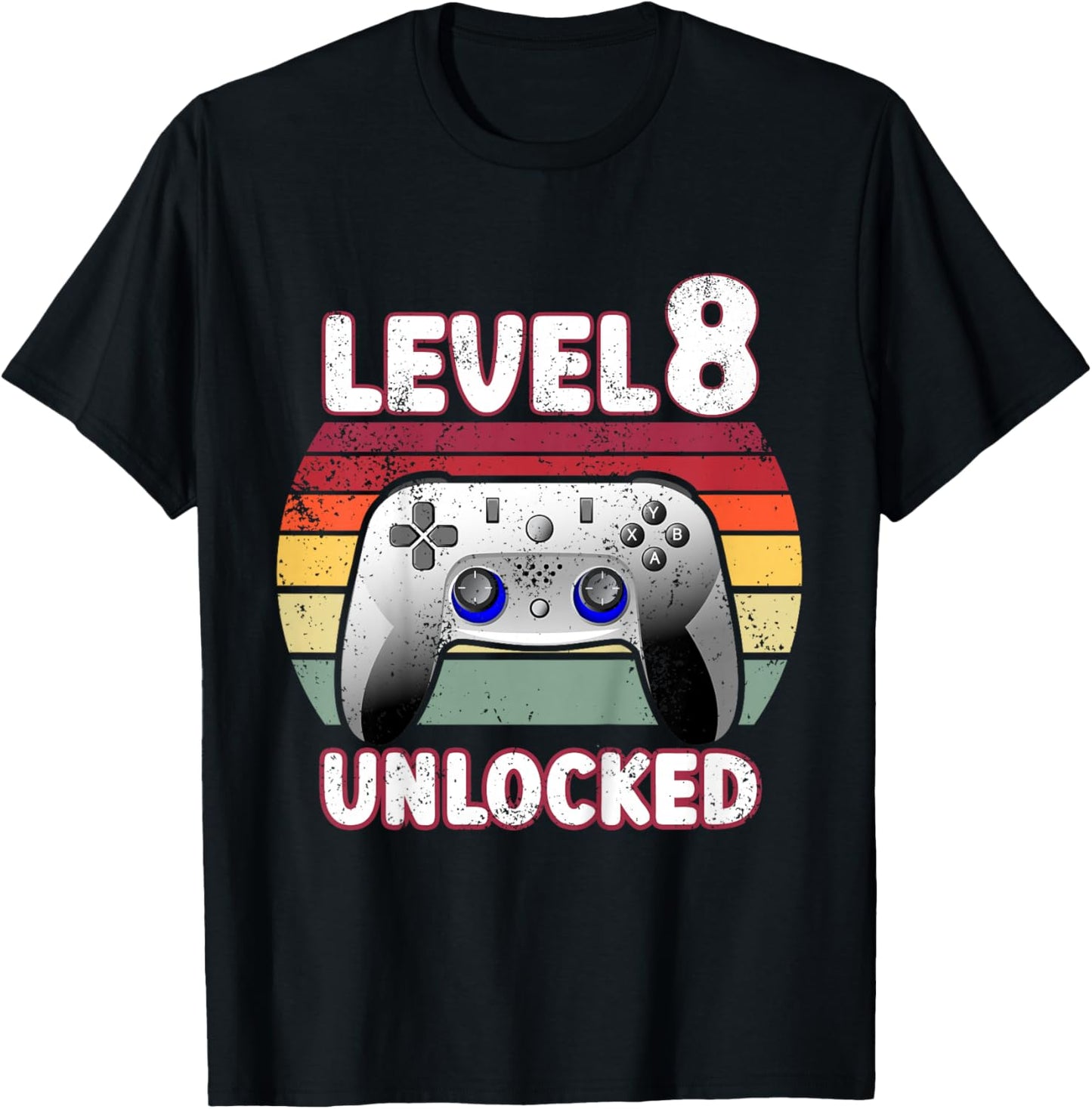 8 Year Old Birthday Boy Gaming 8th Birthday Gamer Eight Bday T-Shirt - T-Shirt | Black
