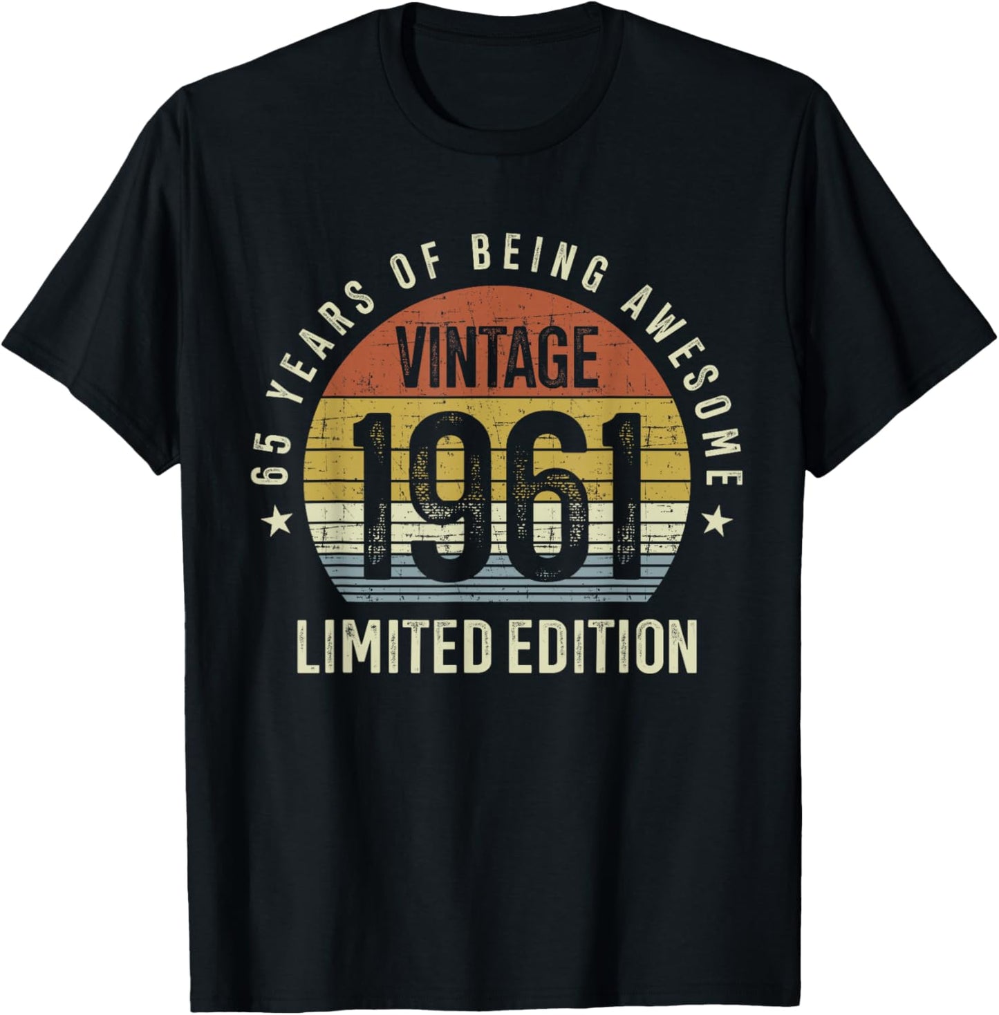 65th Birthday Vintage 1961 Limited Edition 65 Years Old T-Shirt - T-Shirt | Black