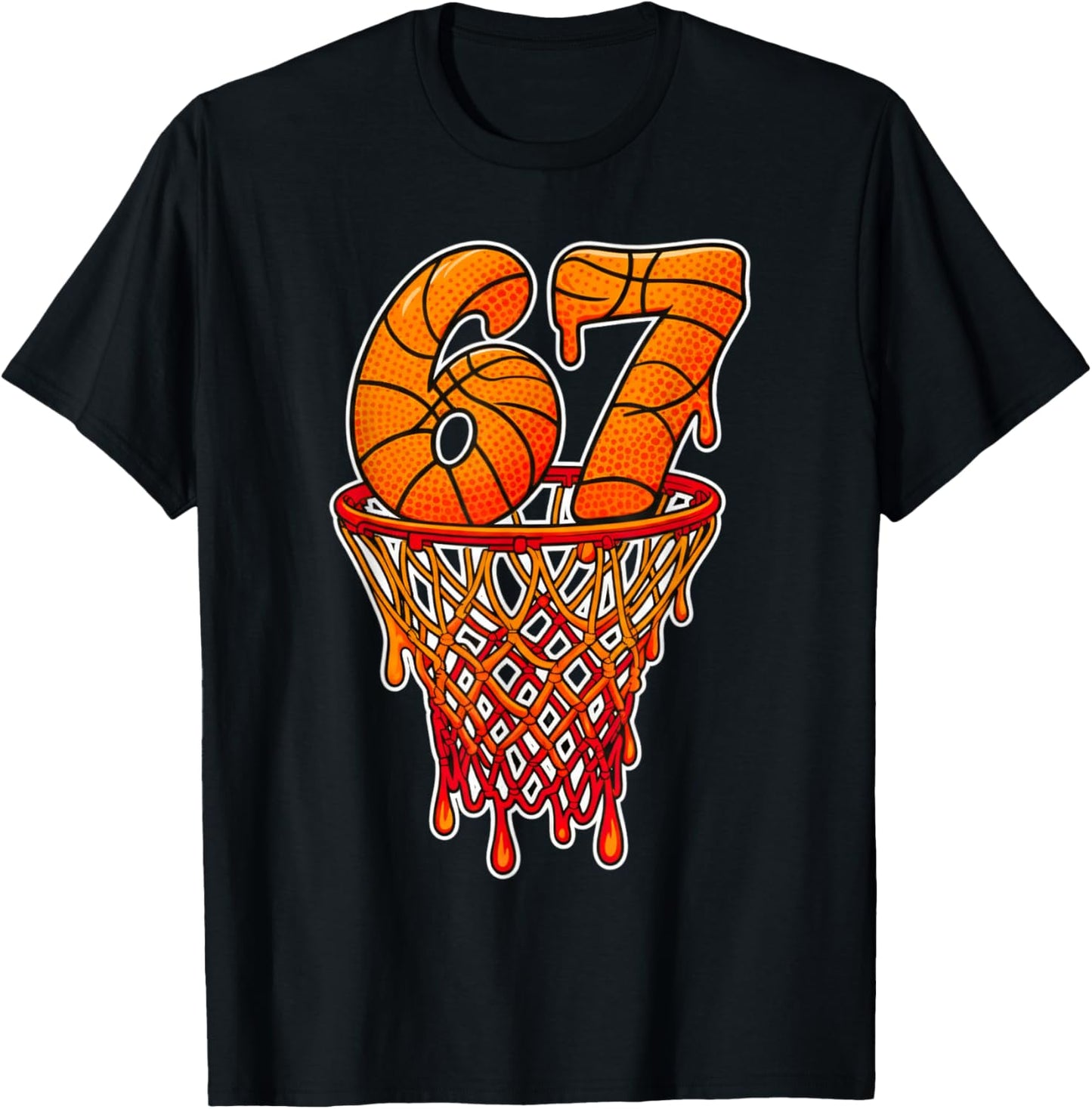 67 Basketball Ice Cream Drip Six Seven Bball T-Shirt - T-Shirt | Black