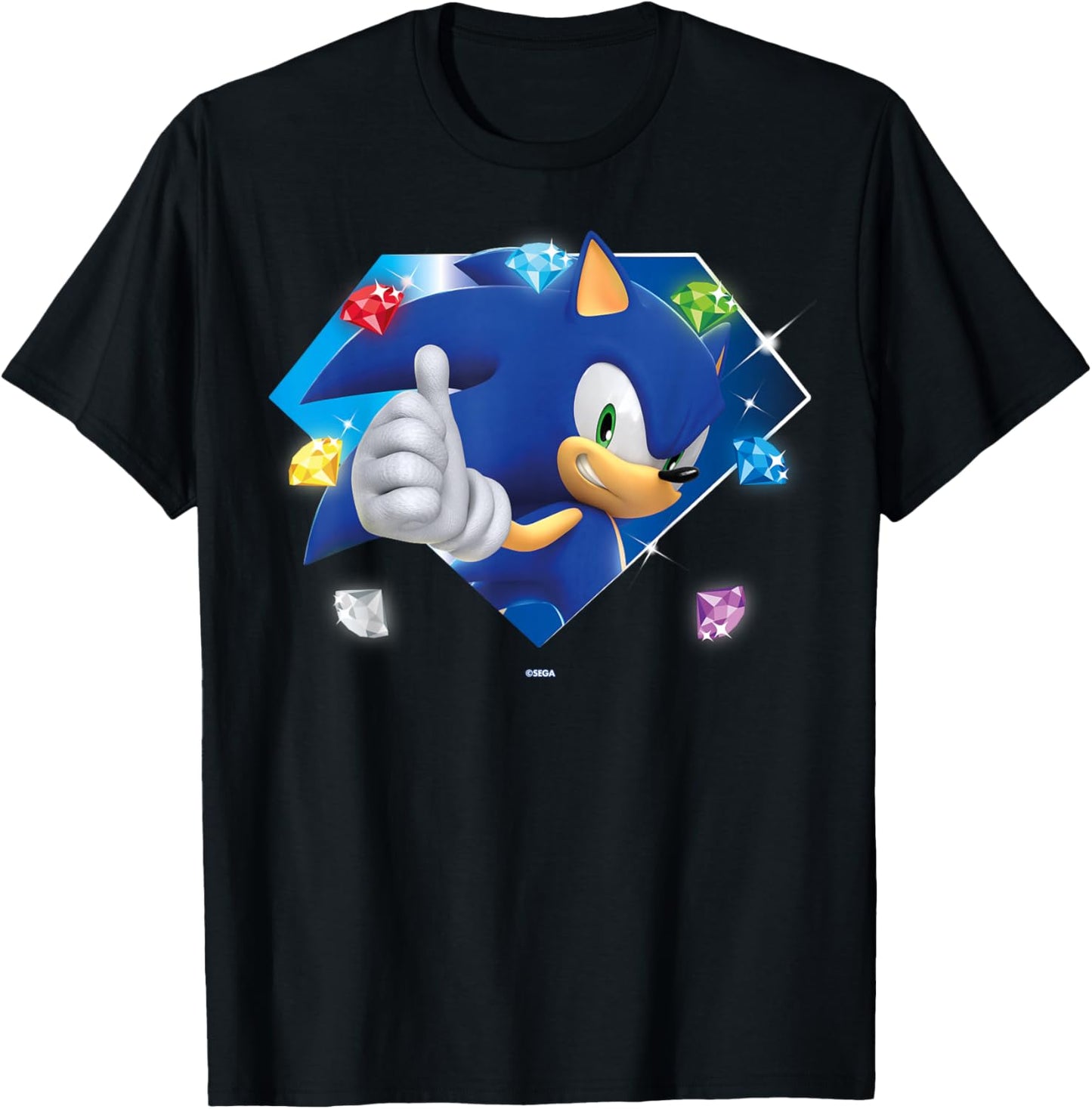 Sonic The Hedgehog 35th Anniversary Emerald Legacy T-Shirt - T-Shirt | Black