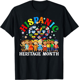 Hispanic Heritage Month All Latin Countries Boys Girls Kids T-Shirt - T-Shirt | Black