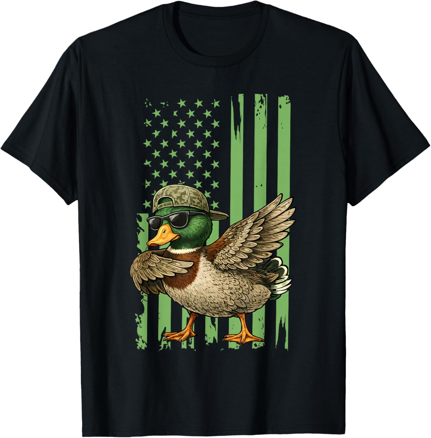 Camo Vintage Dabbing Duck Graphic Women Kids T-Shirt - T-Shirt | Black