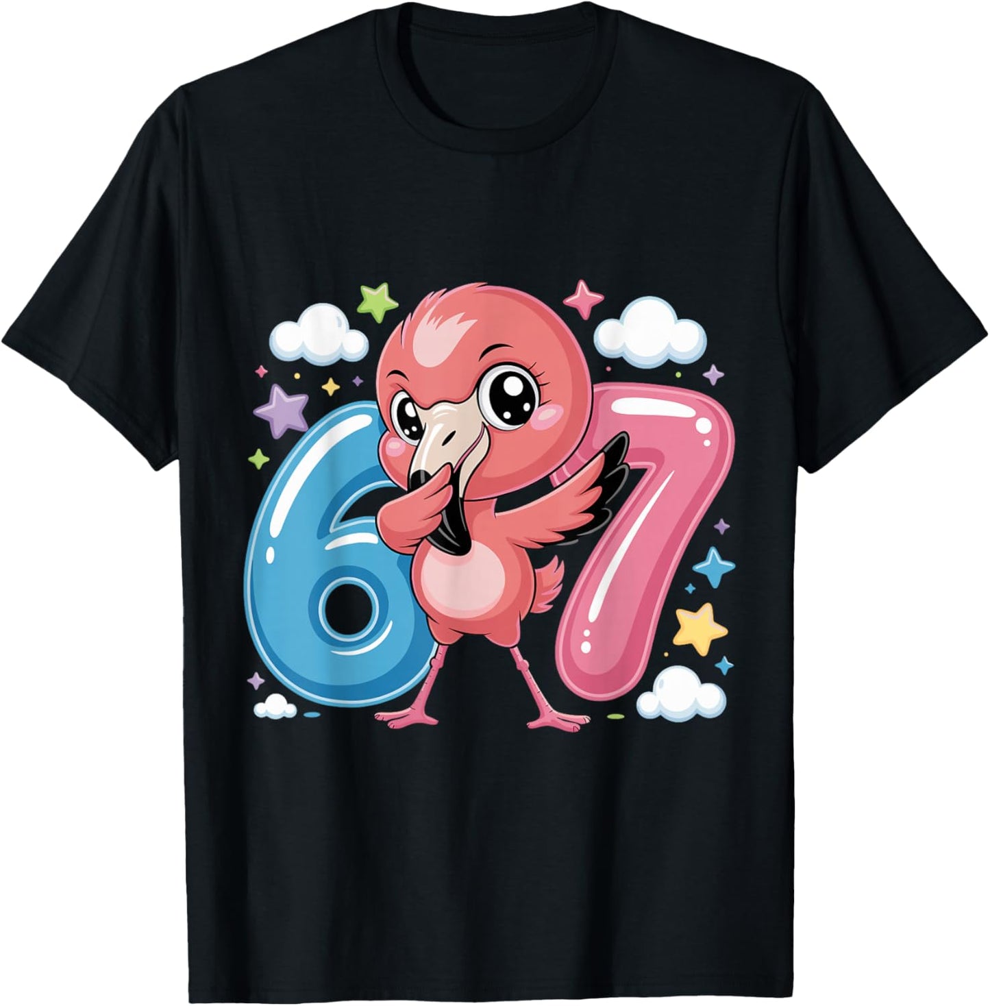 67 Meme Flamingo for Girls Six Seven Brainrot Funny Kids T-Shirt - T-Shirt | Black