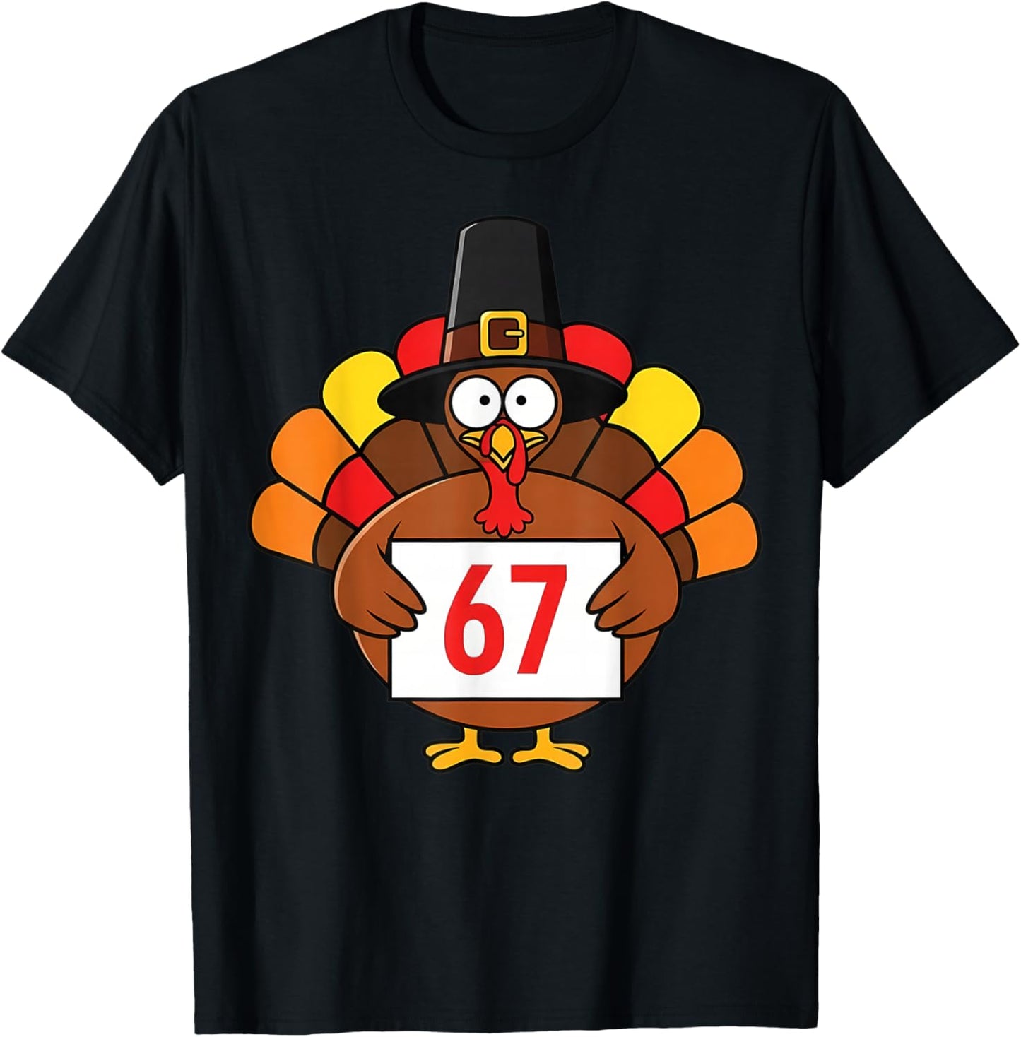 67 Meme Funny Six Seven Humor 6-7 Thanksgiving Turkey T-Shirt - T-Shirt | Black