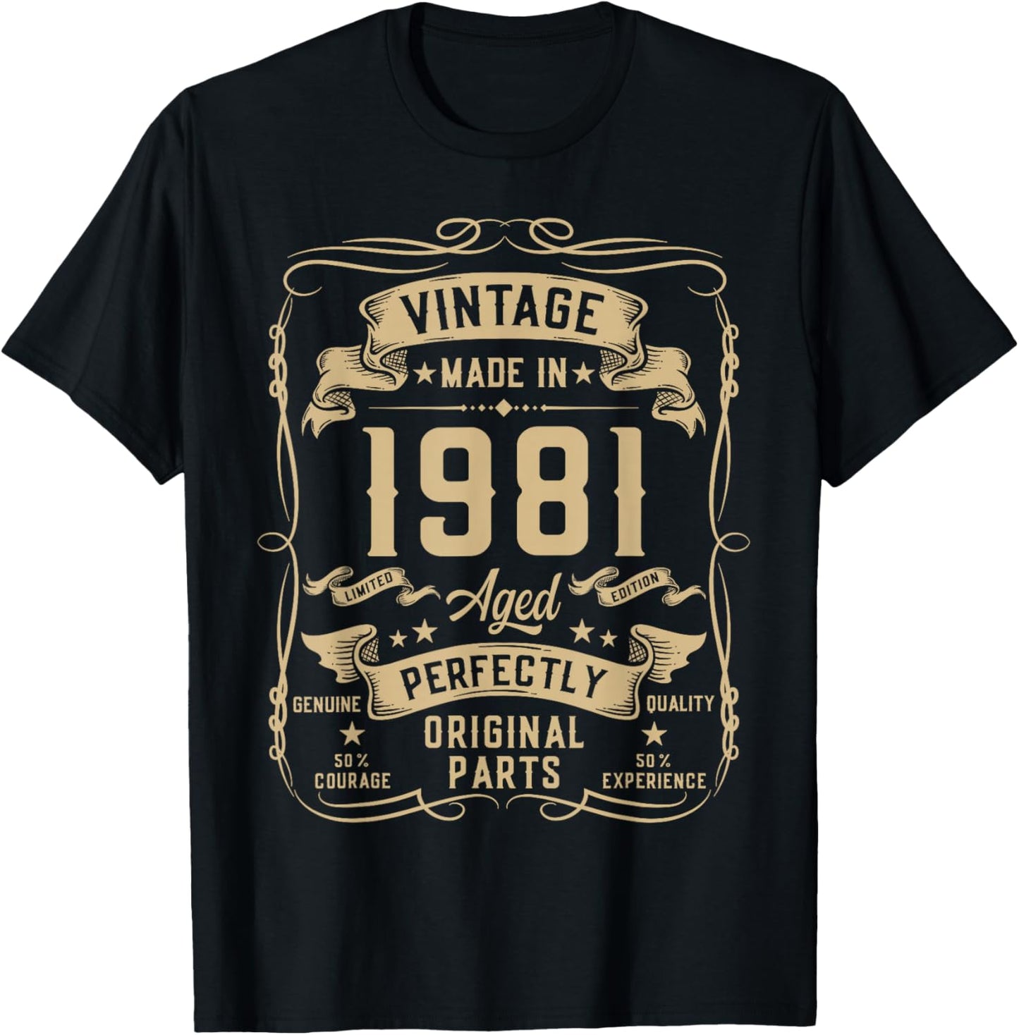 Vintage 1981 45yr 45th Birthday Gifts 45 Years Old T-Shirt - T-Shirt | Black