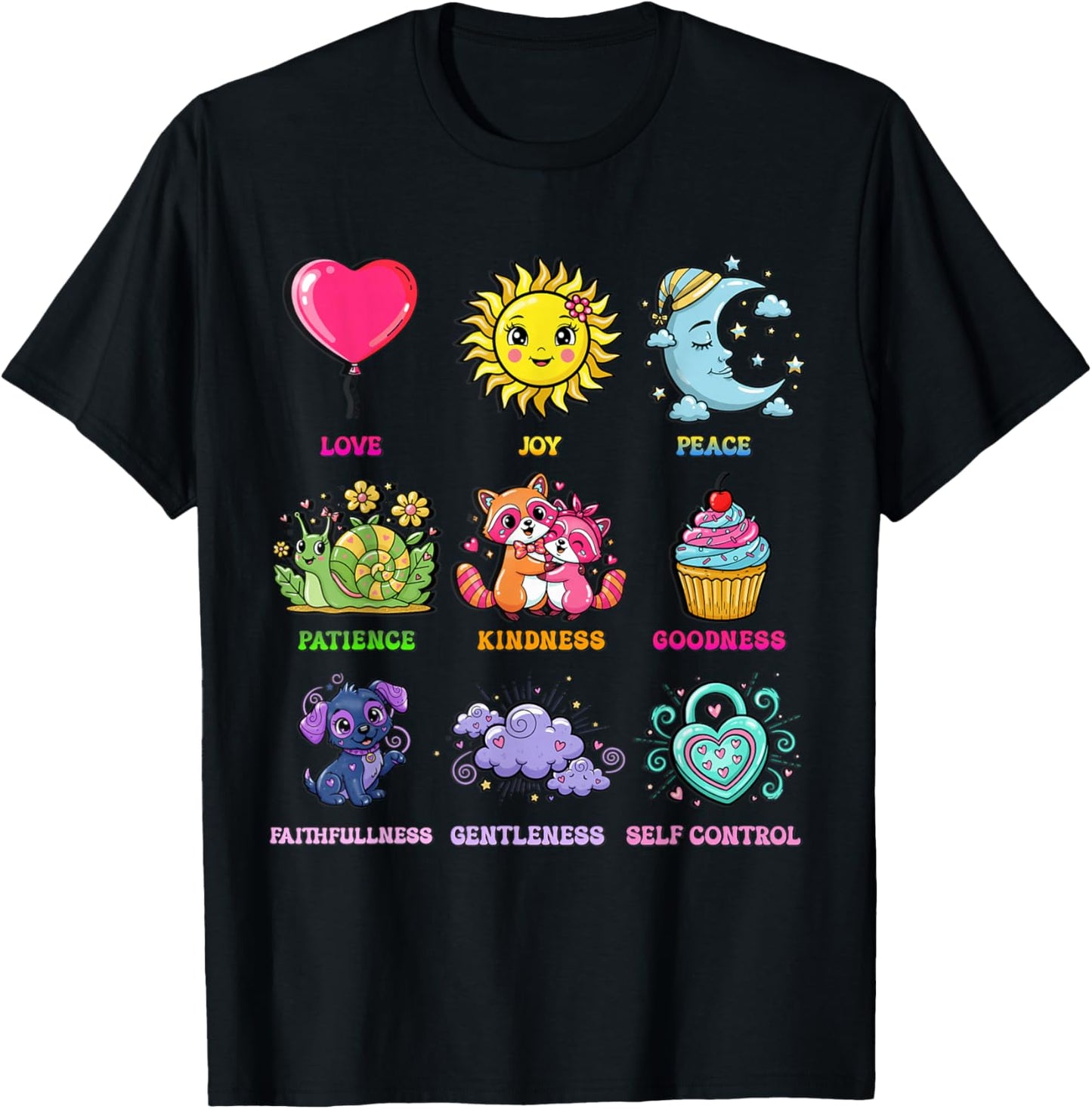 Fruits of The Spirit Love Joy Peace Kindness Faith T-Shirt - T-Shirt | Black