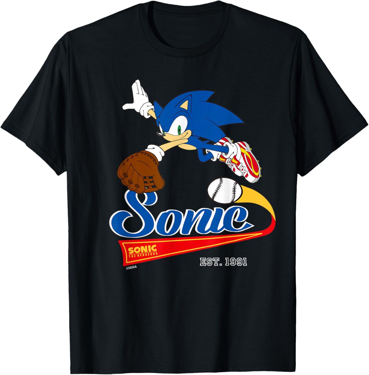 Sonic The Hedgehog - Sonic Baseball Est. 1991 T-Shirt - T-Shirt | Black