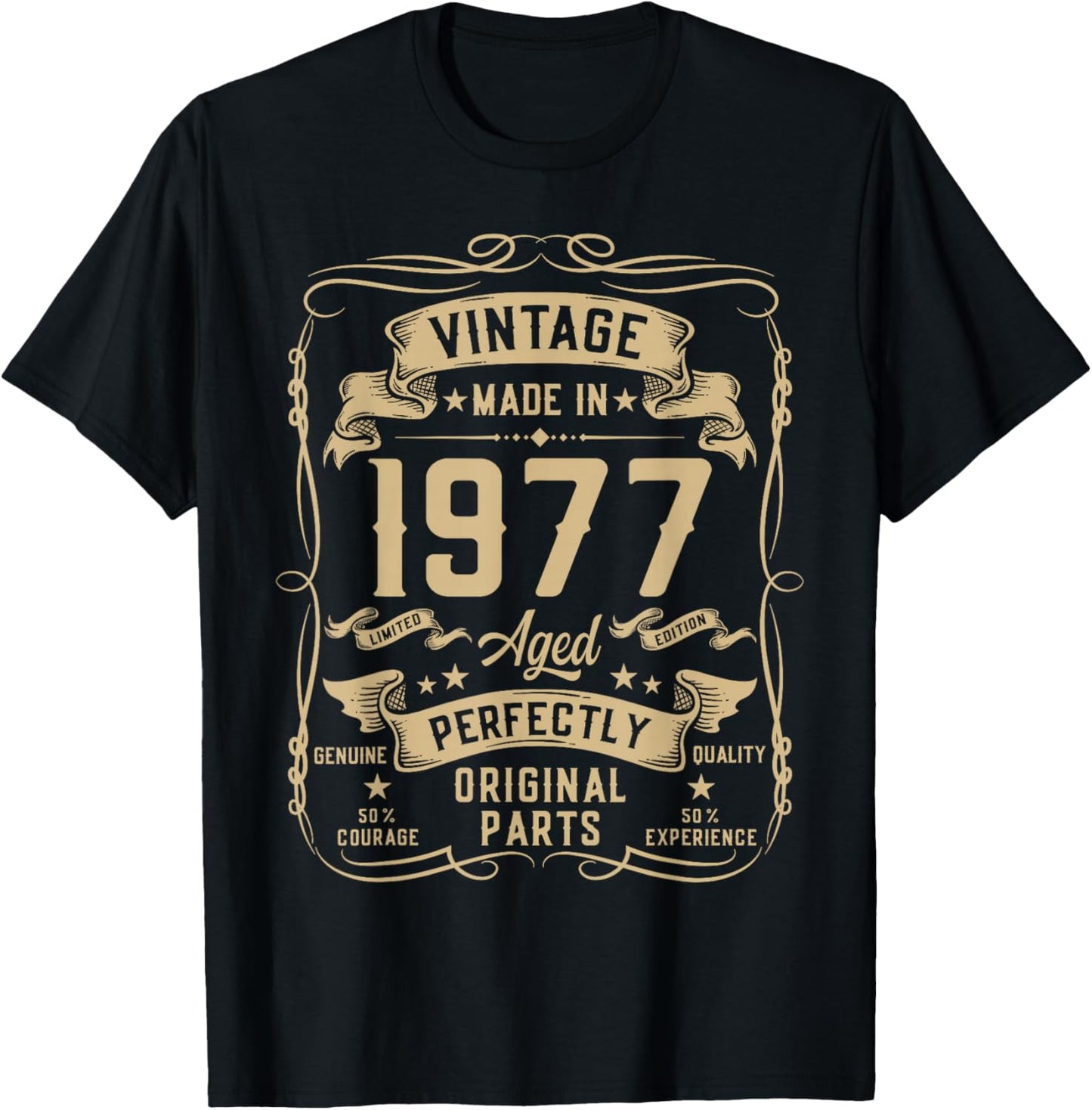 Vintage 1977 49yr 49th Birthday Gifts 49 Years Old T-Shirt - T-Shirt | Black