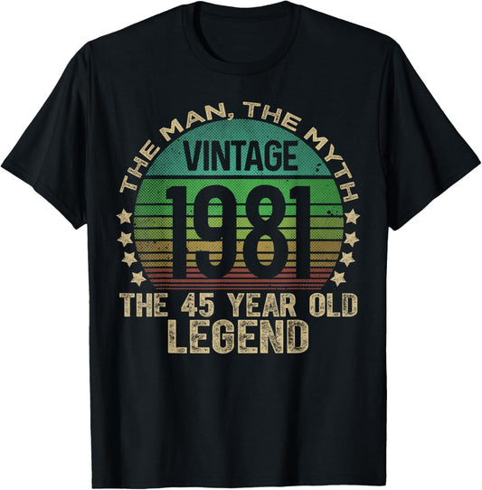 45 Year Old Gifts Vintage 1981 Limited Edition 45th Birthday T-Shirt - T-Shirt | Black