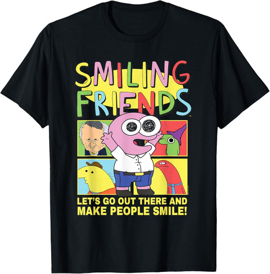 Smiling Friends Make People Smile PIM Funny Cartoon T-Shirt - T-Shirt | Black