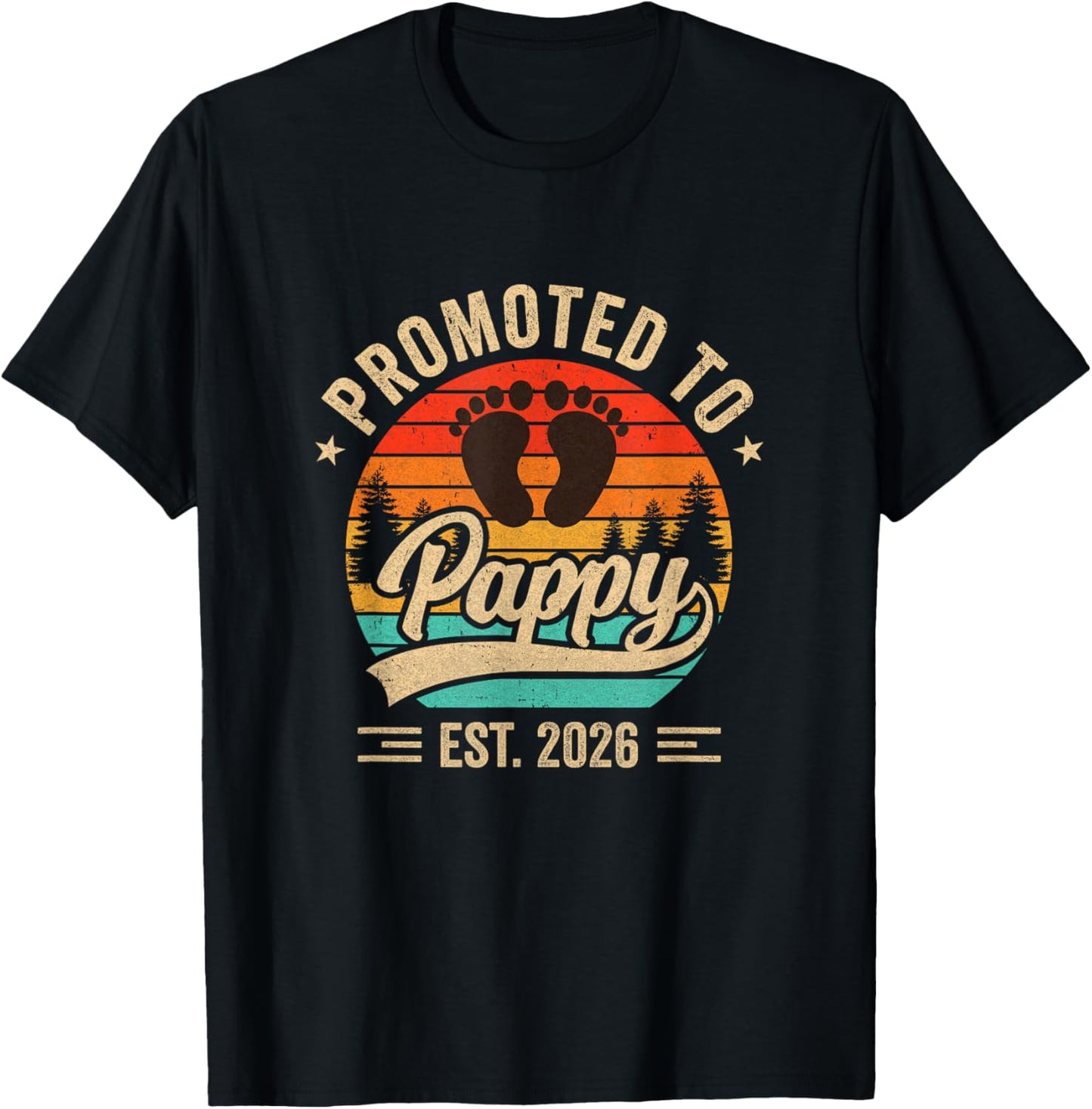 Promoted to Pappy Est 2026 Grandparents Baby Announcement T-Shirt - T-Shirt | Black