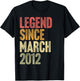 14 Year Old Legend Since March 2012 Retro 14th Birthday T-Shirt - T-Shirt | Black