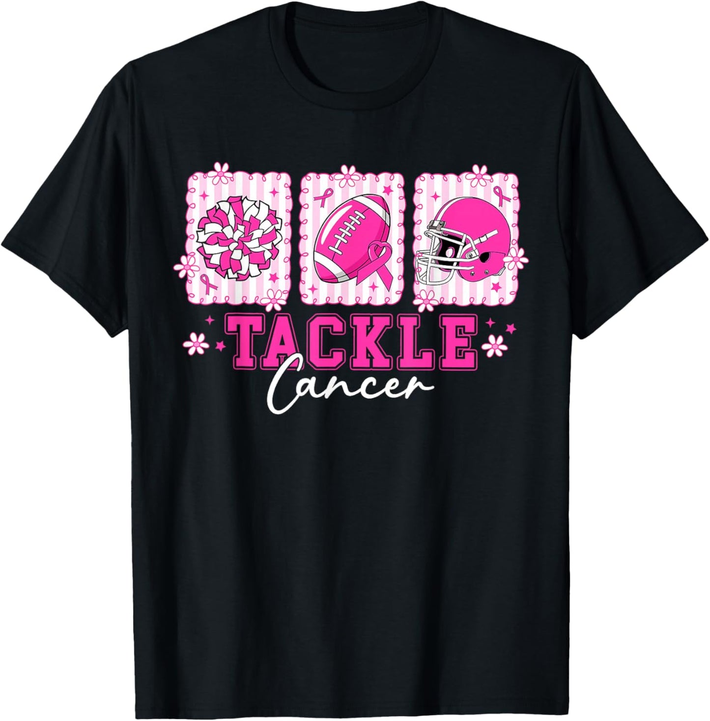 Pink Out Tackle Breast Cancer Awareness American Football T-Shirt - T-Shirt | Black
