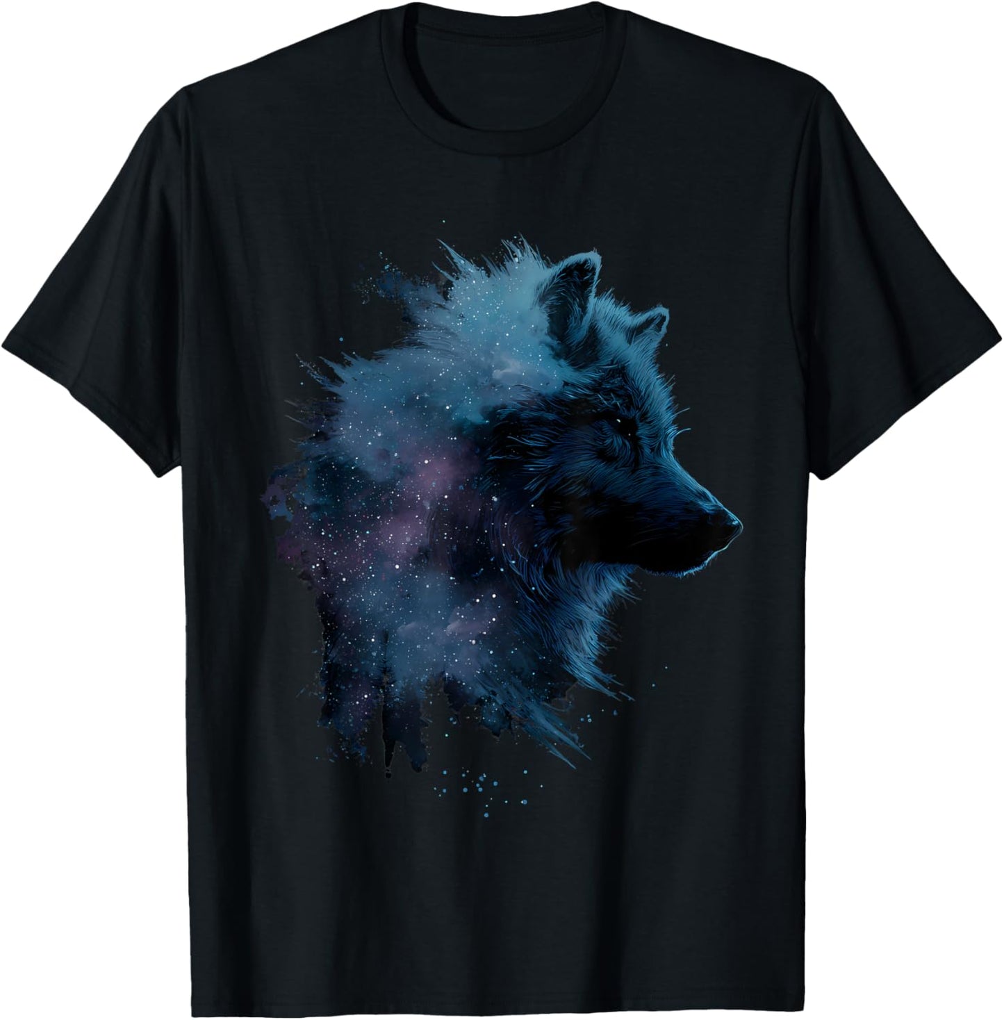 Wolf Face Art Graphic Wildlife Colorful Wolf Animal Lover T-Shirt - T-Shirt | Black