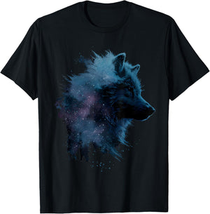 Wolf Face Art Graphic Wildlife Colorful Wolf Animal Lover T-Shirt - T-Shirt | Black