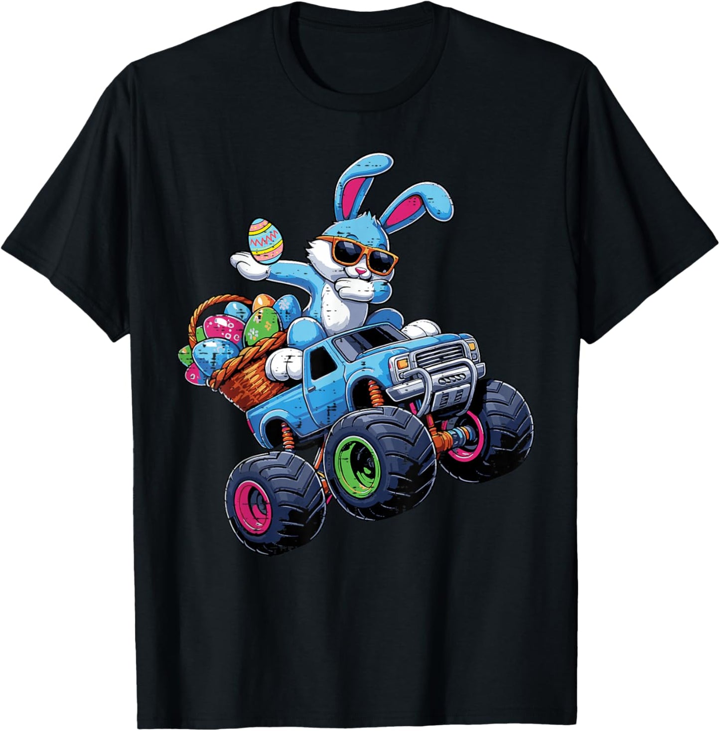 Easter Bunny Dab On Truck Rabbit Boys Kids Youth Men T-Shirt - T-Shirt | Black