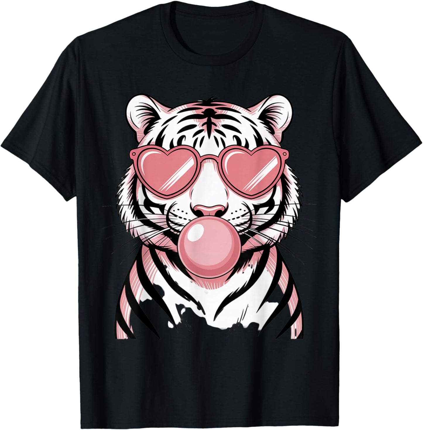 Cool Tiger in Sunglasses with Bubble T-Shirt - T-Shirt | Black